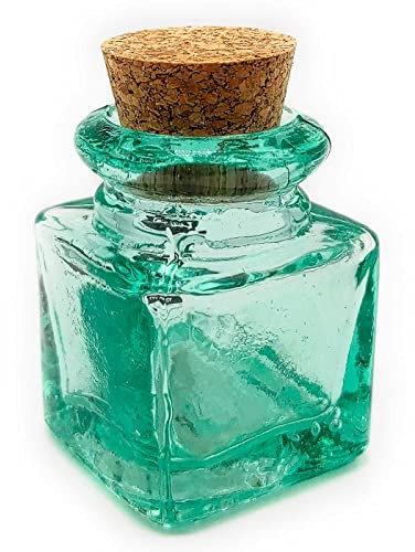 Tradineur - Bote de vidrio cuadrado, frasco, tarro con tapón de corcho, reutilizable, rellenable, ungüentos, condimentos, aceite, 5,5 x 4,2 cm