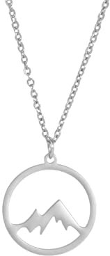 Berganhänger Halskette Kreis Bergkette für Damen Herren Die Berge rufen Halskette Edelstahl Berganhänger Halskette Berganhänger Halskette Schmuck Geschenk für Outdoor-Liebhaber Kletterer