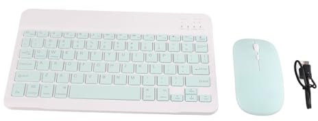 Yoidesu Combo de Teclado Y Mouse Bluetooth Recargable, Teclado Inalámbrico Ultrafino de 10 Pulgadas con Mouse dpi para Android Windows Tablet Teléfono Celular iPhone(Verde)