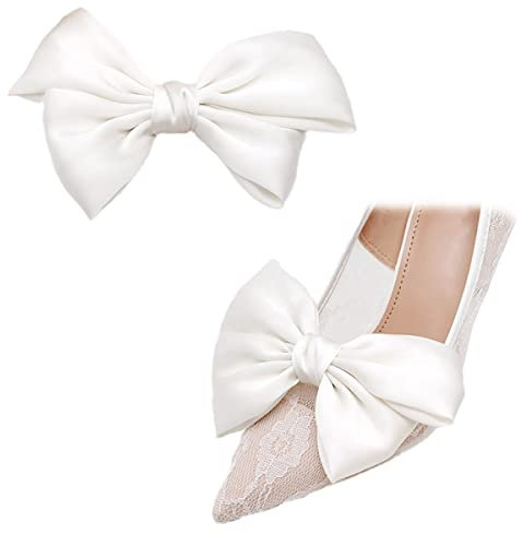 Satin Bogen Schuh Clips Einfarbig Punkte Schuh Clips Elegante Hochzeit Schuhe Dekoration Tasche Kleidung Haar Zubehör 2 Stücke, Stoff, Kein Edelstein