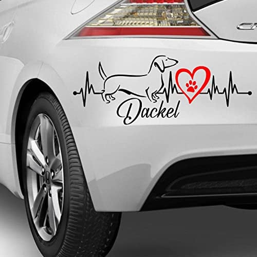 myrockshirt Dackel Herzschlag Aufkleber Sticker ohne Hintergrund Autoaufkleber verschieden Größen/Farben Hunderasse
