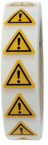 Warnaufkleber W001 - Achtung - Seitenlänge: 25 mm - 1.000 selbstklebende Warnzeichen 1 Rolle(n), Polyethylen