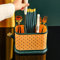 Hosoncovy Countertop Cutlery Drying Holder Utensil Holder Cutlery Drainer Tableware Holder Box Tabletop Separated Fork Chopstick Kitchen Storage Cutlery Utensil Organizer (Yellow)