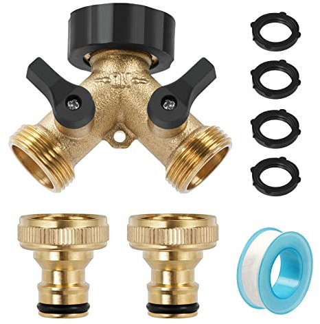 2 Wege Verteiler Wasser 3/4 zoll,wasserhahn verteiler gartenschlauch,wasserverteiler,y-verteiler zulaufschlauch waschmaschine geschirrspüler,Wasseranschluss Adapter für den Einsatz auf Küche, Rasen