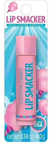Lip Smacker Cotton Candy, Flavoured Lip Balm for Kids, Superior Moisture and Lip Smackin', Clear, Single Lip Balm