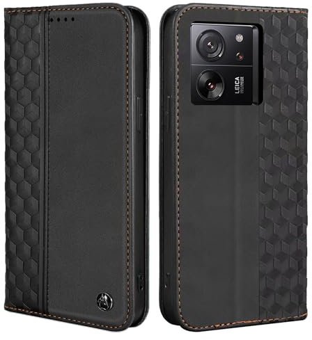 CXTcase Schutzhülle für Xiaomi 13T/Xiaomi 13T Pro, Schutzhülle aus PU-Leder, Magnetverschluss, Flip Case für Xiaomi 13T/Xiaomi 13T Pro, Schwarz