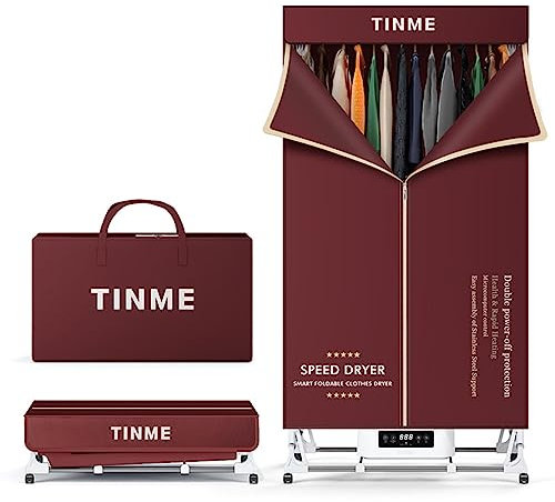 EviKoo Stendibiancheria Elettrica Pieghevole, Asciugatrice Pieghevole Portatile Asciugatura Rapida capacità, Stendibiancheria Riscaldato a 2 Livelli a Basso Rumore con Coperchio
