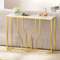 DlandHome Table Console Table d'Appoint 110 * 30 * 80cm pour Salon/Couloir/Entrée, Placage Marbré Blanc avec Cadre en Métal Dorés