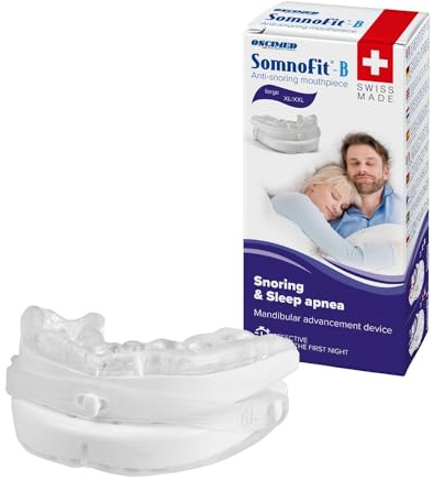 Somnofit-B - Orthèse Anti-Ronflement - Gouttière Dentaire Flexible et Thermoformable - Design Breveté, Grand Confort - Orthèse Mandibulaire Fabriquée en Suisse