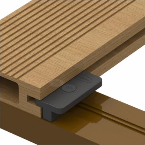 VALDERN Lot de 500 clips de terrasse composites en plastique avec vis noires | Attaches cachées pour terrasse | Clips en T WPC | Multipack de fixations, 19 x 38 x 11 mm