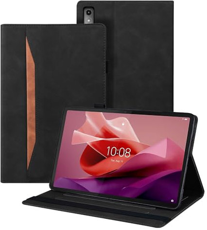 Auslbin Lenovo Tab P12 Cover (2023) 12.7, Tablet in Pelle PU Adatto per Lenovo Tab P12 Custodia, Stile Classico in Pelle, Nero