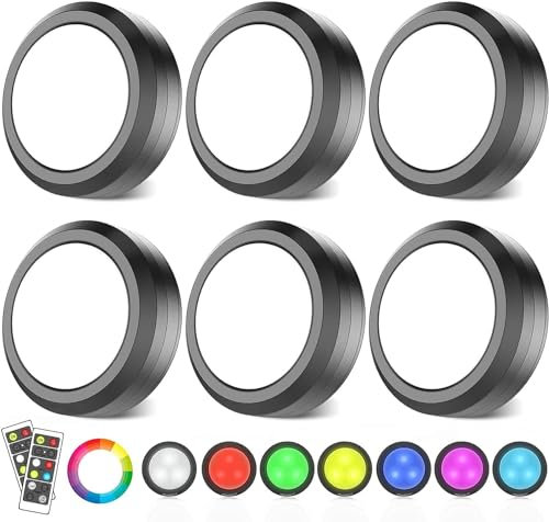 MOUJUCHI Unterbauleuchten, 6 PCS RGBW Cabinet Lights Schrankbeleuchtung,Dimmbare LED Unterbauleuchte Küche mit Fernbedienung Timing-Funktion für Treppen Vitrine Schrank Küchen