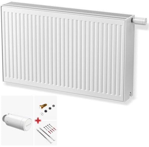 DESIGNO Universalheizkörper Kompakt & Ventilheizkörper Typ 33-BH-600 x BL-1200 | inkl. Buderus Thermostatkopf - Ventil - Montagezubehör | Wärmeleistung 3.017 Watt