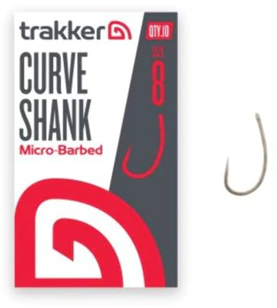 Trakker Haken mit gebogenem Schaft, Mikrowiderhaken, 10 Stück (Größe 8)