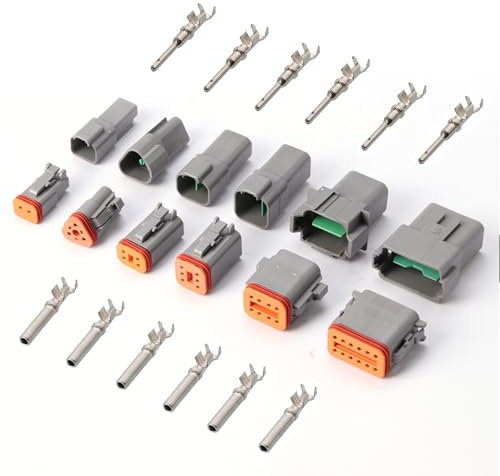 JYCONNECTS Lot de connecteurs DT allemands pour voiture 2, 3, 4, 6, 8, 12 broches - Connecteurs électriques étanches pour voiture, moto et bateau
