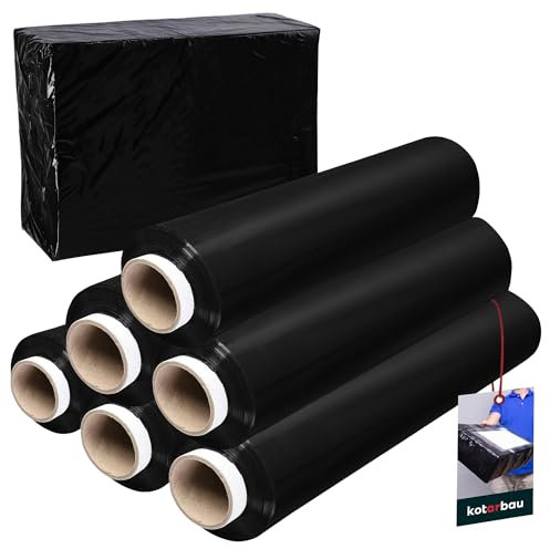 KOTARBAU® 6 x Film Etirable Déménagement | Film Plastique Emballage Noir 50 cm 2,5 kg