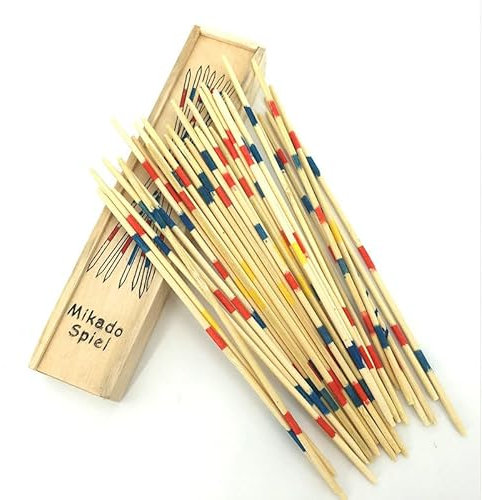 BITHAI Mikado Spiel 31 Holzstäbe 19 cm Outdoor Gartenmikado Kinder Erwachsene, Mehrfarbig (41)
