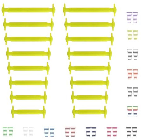 CCOSFTIME Lacci Scarpe Elastici gialli, Senza Nodo Stringhe Elastiche Lacci in Silicone Scarpe Impermeabile, No Tie Lacci Per Bambini e Adulti