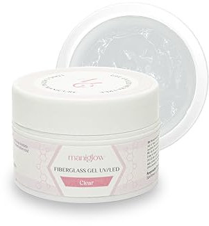 Maniglow Fiberglas Gel Nägel Clear - UV Gel zur Nagelverlängerung und Modellage - Aufbaugel für Gelnägel mit Fiberglaspartikeln - Builder Gel für Nägel problematische - Gel für Gelnägel HEMA-frei 15ml