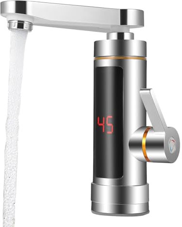 Electric Instant Heater Tap, 360° Swivel Stainless Steel Instant Quick Hot Tap, Instant Tankless Electric Hot Water Faucet with LED Digital Display for Kitchen Bathroom