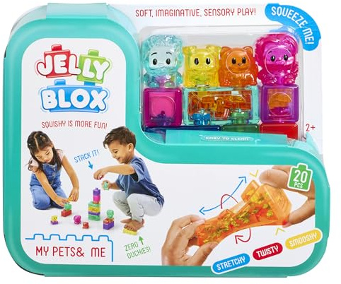 Jelly BLOX - My Pets and Me Set | 20 Weiche Spielblöcke, Konstruktionsspielzeug für Kinder ab 2 Jahren, dehnbare, weiche & flexible Blöcke