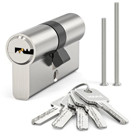 MANICAF Profilzylinder, Schließzylinder 30/30, Euro-Zylinder-Schloss, Zylinderschloss Messing-Zink-Legierung, Tür-Trommel-Schloss, mit 5 Schlüssel
