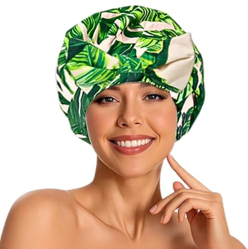 KEYRI 1 PCS Gorro Ducha Mujer Moda Cocos Gorro de Ducha Mujer para Pelo Largo Luxury Shower Cap for Keeping Hairs Dry Talla Única Impermeable Duradero Bonnets para Mujeres y Niñas (Cocos)