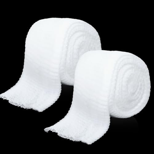 2 rollos de vendaje elástico tubular, vendaje elástico, vendaje de fijación, vendaje tubular transpirable, vendaje de apoyo para brazos, rodillas y pantorrillas (5,8 x 200 cm)