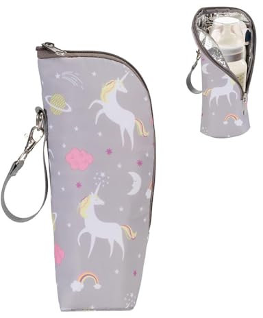 FveVqe Insulated Baby Bottle Bag, Insulated Bag, Portable Baby with Adjustable, Keeps Milk Warm/Cold 5+ Hours, Leakproof Travel Bottle Warmer for Stroller/Backpack (Grey)