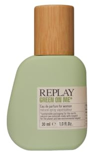Replay Green On Me Woman Eau de Parfum für Damen, 30 ml, frischer, blumiger Damenduft mit Noten von Bergamotte, Orangenblüte und Vanille – natürlicher, strahlender und umhüllender Duft