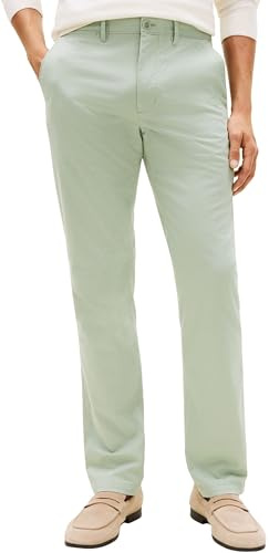 Tommy Hilfiger Uomo Pantaloni Chino Core Denton Essential Twill Straight Fit, Turchese (Minty Grey), 38W/36L