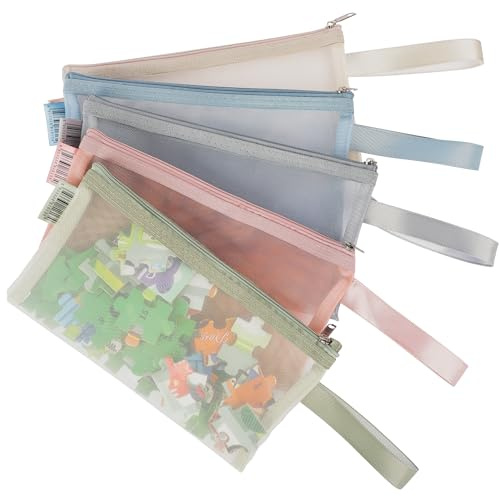 ipow A6 Netztasche mit Reißverschluss, 5 pcs tragbarer Netzbeutel Aufbewahrungstasche aus Nylon Zip-Lock-Beutel für Spielzeug, Dokumenten, Büro, Aufbewahrung, unterweg und mehr