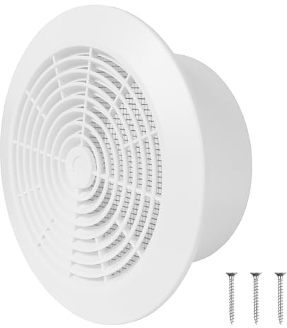 Repa Market 150 mm / 6 Pollici Copertura Rotonda per Griglia di Aerazione Bianca in Plastica con Griglia di Protezione – Griglia di Ventilazione per Soffitto – Griglia di Ventilazione per Presa