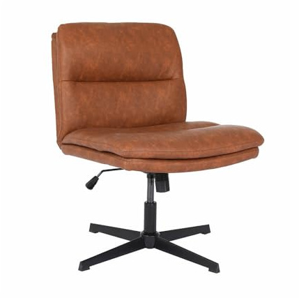 Home Deluxe Retro-Drehstuhl LUYA – Braun/Cognac | Höhenverstellbarer Schreibtischstuhl im Vintage-Design