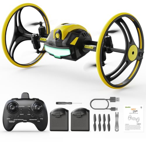 RC Wandkletternde Stunt Drohne mit Doppelrädern, 3-in-1 mit LED | ToyAward 2026 nominiert (Spielwarenmesse Nürnberg), 360° Tricks, Fernsteuerung für Jugendliche & Erwachsene