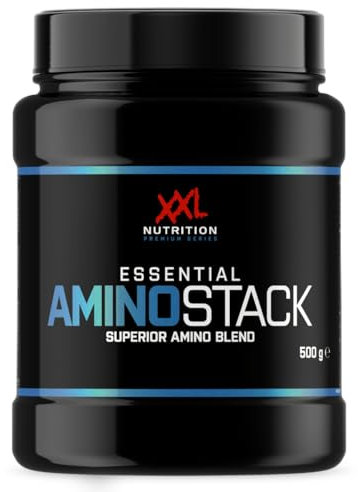XXL Nutrition - Essential Amino Stack - EAA Pulver, Aminosäuren Komplex Hochdosiert, BCAA, EEAS Pulver - Himbeere - 500 Gramm