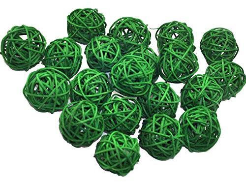 20 Stück Natur Wicker Rattan Kugeln Tischschmuck Hochzeit Party zum Aufhängen Wobble Ball Weihnachten Deko 3cm Gras-Grün