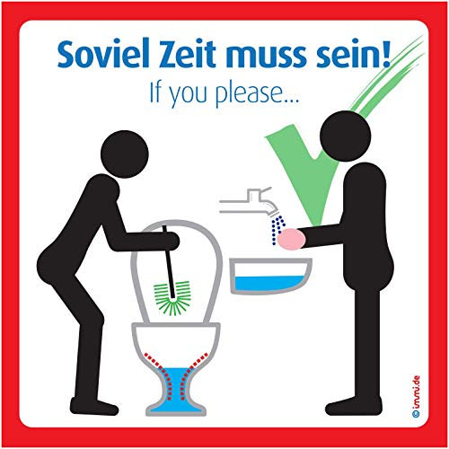 immi 4x Klobürste nutzen, Hände waschen Aufkleber, Saubere Toilette modern. 9,8cm