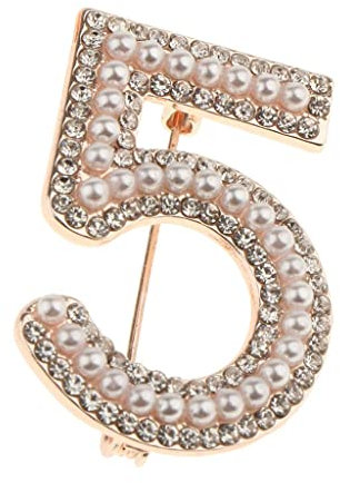 Sharplace Broche Cristal Nombre 5 Strass Rétro Bijoux, Or