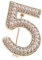 Sharplace Broche Cristal Nombre 5 Strass Rétro Bijoux, Or