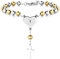 Flongo Armband Rosenkranz Kette Armkette, Edelstahl Anhänger Armreif Kette Kugelkette Silber Gold Golden Englisch Bibel Herz Herzchen Tag Kruzifix Kreuz Kugel Perle Perlen Rosenkranz Herren,Damen