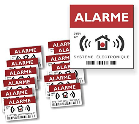1 x Aluminiumschild und 12 Aufkleber – Alarmsystem – Alarmsystem für Wand, Pfosten, Barriere,