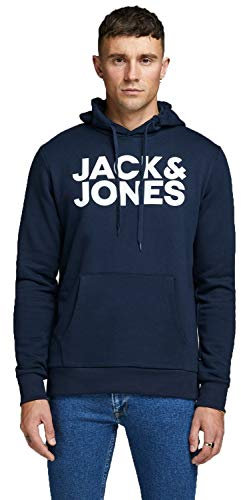 Jack & Jones Sweat à capuche classique pour homme avec logo de la marque, bleu, XL