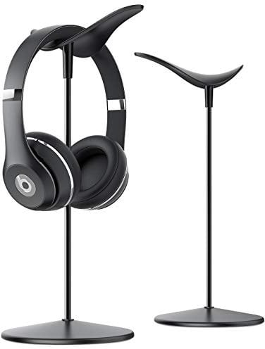 Lamicall Headphone Stand - Universal Aluminum Headphone Holder, Earphone Stand Gaming Headset Hanger with Supporting Bar Steady Base - Black