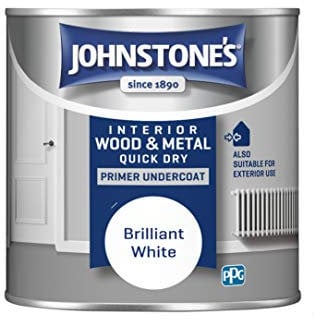 Johnstone's - Quick Dry Gloss Primer Undercoat - Brilliant White - Water Based - Interior Wood & Metal - Fast Drying - Low Odour - Dry in 1-2 Hours - 13m2 Coverage per Litre - 0.25 L