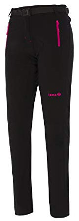 Izas - Pantalón de Montaña para Mujer - Pantalón Ultraligero de Trekking y Senderismo - Resistente, Transpirable e Impermeable - Secado Rápido - Forata II Negro y Fucsia - XL