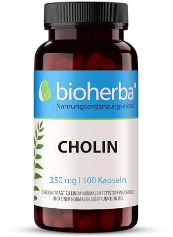 Cholin Kapseln – 100 Stück hochdosiert mit 350 mg Cholin zur Unterstützung eines normalen Fettstoffwechsels von BIOHERBA PZN 17193279