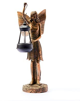 Solar Powered Garden Fairy Ornament Lantern Outdoor Light Up LED Home Decorative Décor Figurine Accessories for Pathway Lawn Yard patio Grass Balcony