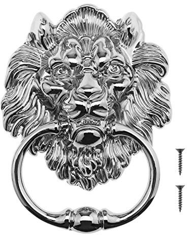 Be In Your Mind 15.8cm Lion Head Knocker With Screws Decorative Alloy Knocker Polished Bright Chrome Classic Antique Design For Front Doors & Main Porches Accessories