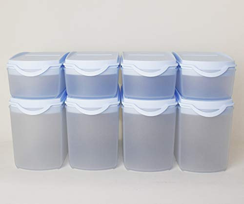 TW Tupperware Eidgenosse Plus Lot de 4 boîtes de 1,0 l + 4 bouteilles de 350 ml Bleu clair + 1,2 l Coin rafraîchissant